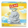 Glad 13 gal Trash Bags, 24 in x 27.38 in, Extra Heavy-Duty, .60 Mil, White, 80 PK 78899BX